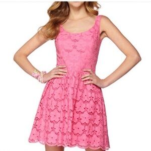 Lilly Pulitzer Calhoun Resprt Charleston Eyelet Scallop Pink Lace Dress 10
